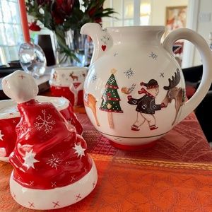 Villeroy & Boch Christmas Tea Pot + 6 mugs + warmer "RARE*